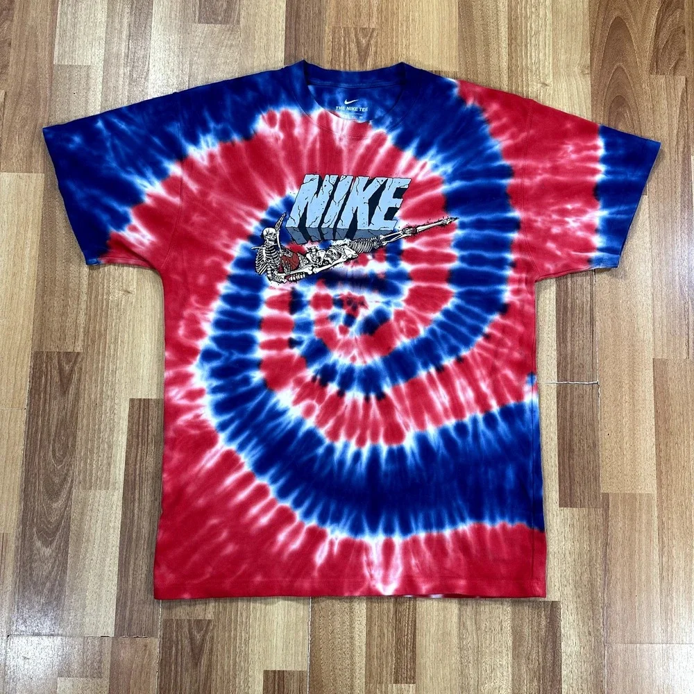 Nike Air Jordan‎ Shirt Mens Small Blue Red Spiral Basketball Skulls Athletic Tee